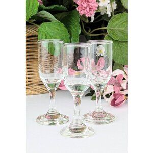 Set of 3 Vintage Mr. Pro Barware Cordial Glasses | Clear Glass Stemmed Barware L